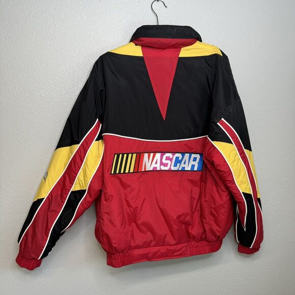 Vintage NASCAR Racing Embroidered Packable Hood Jacket Hong Kong Americrown Corp